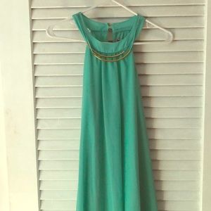 Size Small Never Worn Aqua Dress w/ necklace